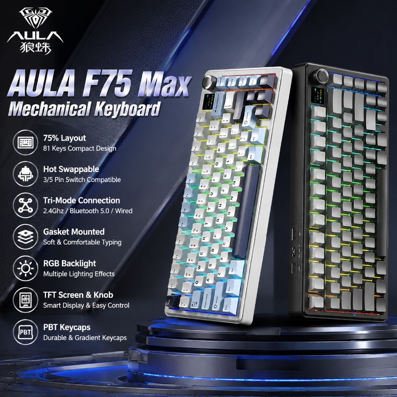 Gaming Keyboard No Rgb - AULA F75 Max Mechanical Keyboard 75%